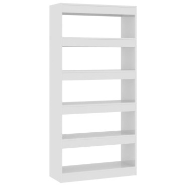 vidaXL Βιβλιοθήκη/Διαχωρ. Χώρου Γυαλ. Λευκό 80x30x166cm Επεξ. Ξύλο 1 τεμ.