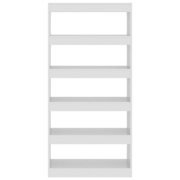 vidaXL Βιβλιοθήκη/Διαχωρ. Χώρου Γυαλ. Λευκό 80x30x166cm Επεξ. Ξύλο 1 τεμ.