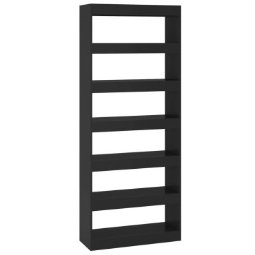 vidaXL Βιβλιοθήκη/Διαχωρ. Χώρου Μαύρο 80x30x198cm Επεξεργ. Ξύλο 1 τεμ.
