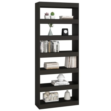 vidaXL Βιβλιοθήκη/Διαχωρ. Χώρου Μαύρο 80x30x198cm Επεξεργ. Ξύλο 1 τεμ.