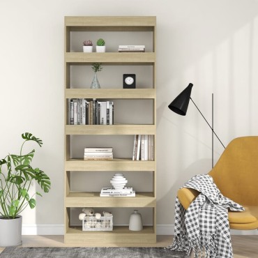 vidaXL Βιβλιοθήκη/Διαχωριστικό Sonoma Δρυς 80x30x198cm Επεξ. Ξύλο 1 τεμ.