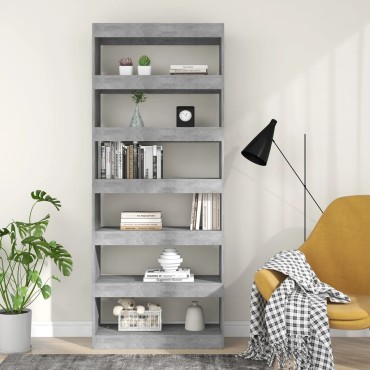 vidaXL Βιβλιοθήκη/Διαχωρισ. Χώρου Γκρι Σκυρ. 80x30x198cm Επεξ. Ξύλο 1 τεμ.