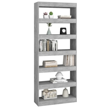 vidaXL Βιβλιοθήκη/Διαχωρισ. Χώρου Γκρι Σκυρ. 80x30x198cm Επεξ. Ξύλο 1 τεμ.