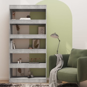 vidaXL Βιβλιοθήκη/Διαχωρισ. Χώρου Γκρι Σκυρ. 80x30x166cm Επεξ. Ξύλο 1 τεμ.