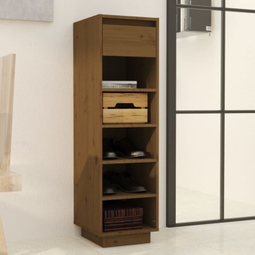 vidaXL Παπουτσοθήκη Καφέ Μελί 30x34x105cm από Μασίφ Ξύλο Πεύκου
