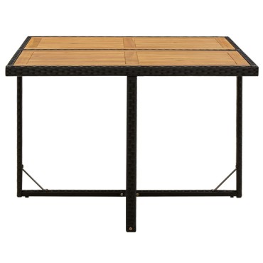 vidaXL Τραπέζι Κήπου Μαύρο 109x107x74cm Συνθετικό Ρατάν/Μασίφ Ακακία 1 τεμ.