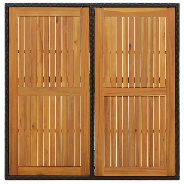 vidaXL Τραπέζι Κήπου Μαύρο 109x107x74cm Συνθετικό Ρατάν/Μασίφ Ακακία 1 τεμ.
