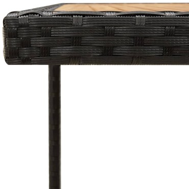 vidaXL Τραπέζι Κήπου Μαύρο 109x107x74cm Συνθετικό Ρατάν/Μασίφ Ακακία 1 τεμ.