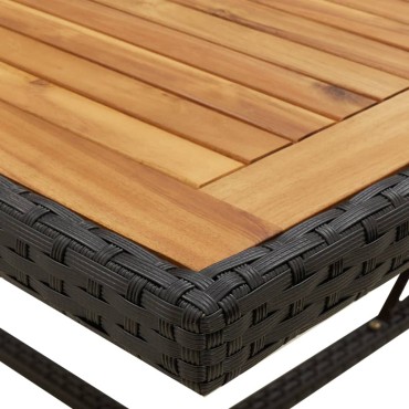vidaXL Τραπέζι Κήπου Μαύρο 109x107x74cm Συνθετικό Ρατάν/Μασίφ Ακακία 1 τεμ.