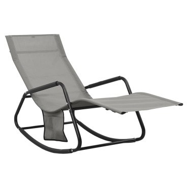 vidaXL Ξαπλώστρα Γκρι από Ατσάλι και Textilene 145x57x83cm 1 τεμ.