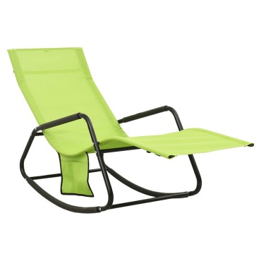 vidaXL Ξαπλώστρα Πράσινη από Ατσάλι και Textilene 145x57x83cm 1 τεμ.
