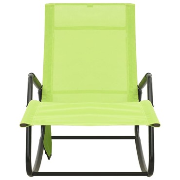 vidaXL Ξαπλώστρα Πράσινη από Ατσάλι και Textilene 145x57x83cm 1 τεμ.