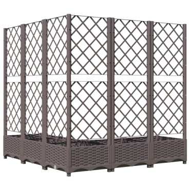 vidaXL Ζαρντινιέρα Κήπου με Καφασωτό Καφέ 120x120x121,5 εκ. από PP