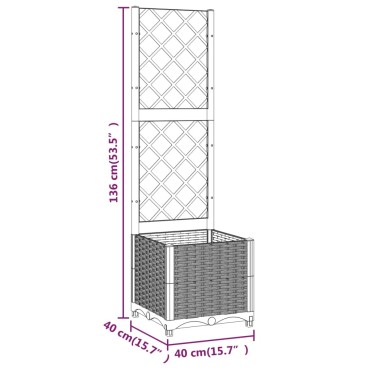 vidaXL Ζαρντινιέρα Κήπου με Καφασωτό Μπλε Γκρι 40x40x136 εκ. από PP