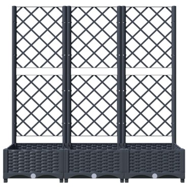 vidaXL Ζαρντινιέρα Κήπου με Καφασωτό Μπλε Γκρι 120x40x121,5εκ από PP