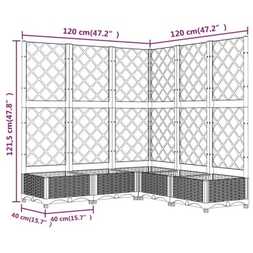vidaXL Ζαρντινιέρα Κήπου με Καφασωτό Μπλε Γκρι 120x120x121,5 εκ. από PP
