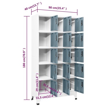 vidaXL Φοριαμός Ανοιχτό Γκρι & Σκούρο Γκρι 90x40x180cm Ατσάλινος 1 τεμ.