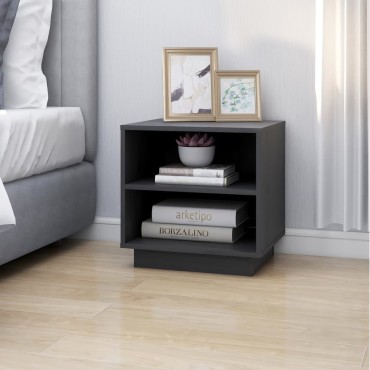 vidaXL Κομοδίνα 2 τεμ. Γκρι 40x34x40cm από Μασίφ Ξύλο Πεύκου