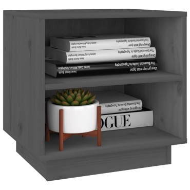 vidaXL Κομοδίνα 2 τεμ. Γκρι 40x34x40cm από Μασίφ Ξύλο Πεύκου