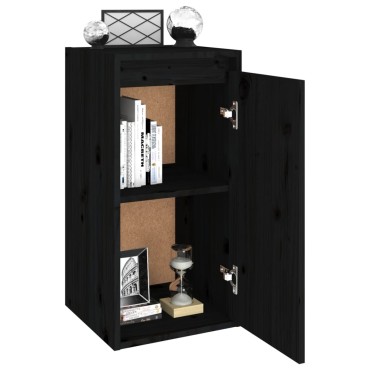 vidaXL Ντουλάπια Τοίχου 2 τεμ. Μαύρα 30x30x60cm από Μασίφ Ξύλο Πεύκου