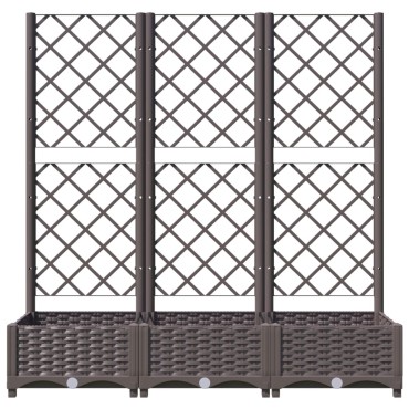 vidaXL Ζαρντινιέρα Κήπου με Καφασωτό Καφέ 120 x 40 x 121,5 εκ. από PP