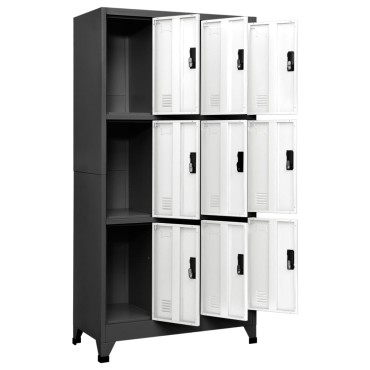 vidaXL Φοριαμός Ανθρακί και Λευκός 90x45x180cm Ατσάλινος 1 τεμ.
