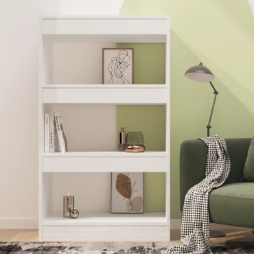 vidaXL Βιβλιοθήκη/Διαχωριστ. Χώρου Γυαλ. Λευκό 60x30x103cm Επεξ. Ξύλο 1 τεμ.