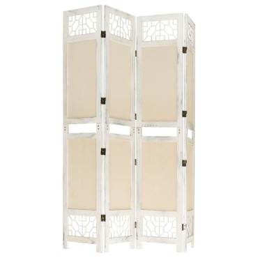 vidaXL Διαχωριστικό Δωματίου με 4 Πάνελ Κρεμ 140x165cm Υφασμάτινο 1 τεμ.