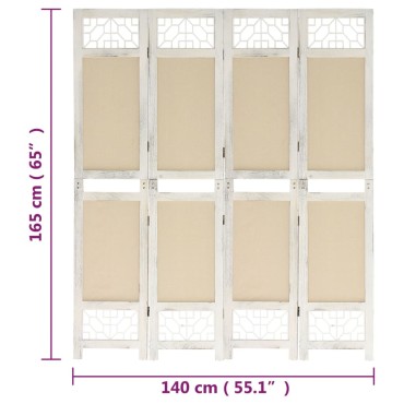 vidaXL Διαχωριστικό Δωματίου με 4 Πάνελ Κρεμ 140x165cm Υφασμάτινο 1 τεμ.