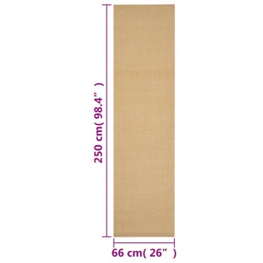 vidaXL Χαλί 66x250cm από Φυσικό Σιζάλ