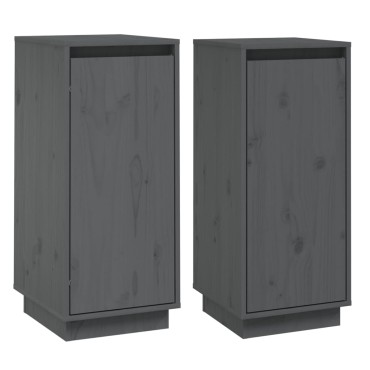 vidaXL Ντουλάπια 2 τεμ. Γκρι 31,5x34x75cm από Μασίφ Ξύλο Πεύκου