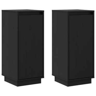 vidaXL Ντουλάπια 2 τεμ. Μαύρα 31,5x34x75cm από Μασίφ Ξύλο Πεύκου
