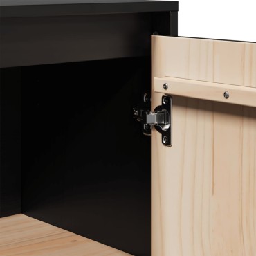 vidaXL Ντουλάπια 2 τεμ. Μαύρα 31,5x34x75cm από Μασίφ Ξύλο Πεύκου