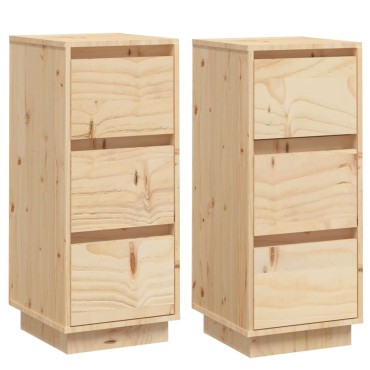 vidaXL Συρταριέρες 2 τεμ. 32x34x75cm από Μασίφ Ξύλο Πεύκου