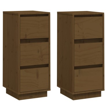 vidaXL Συρταριέρες 2 τεμ. Καφέ Μελί 32x34x75cm από Μασίφ Ξύλο Πεύκου