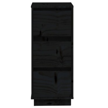 vidaXL Συρταριέρες 2 τεμ. Μαύρες 32x34x75cm από Μασίφ Ξύλο Πεύκου