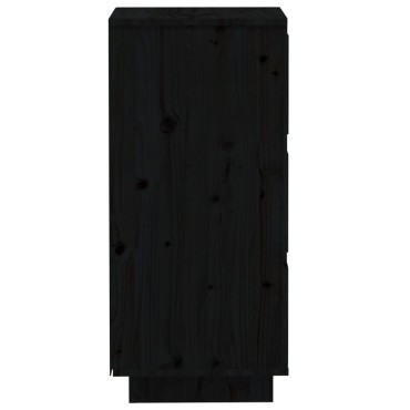 vidaXL Συρταριέρες 2 τεμ. Μαύρες 32x34x75cm από Μασίφ Ξύλο Πεύκου