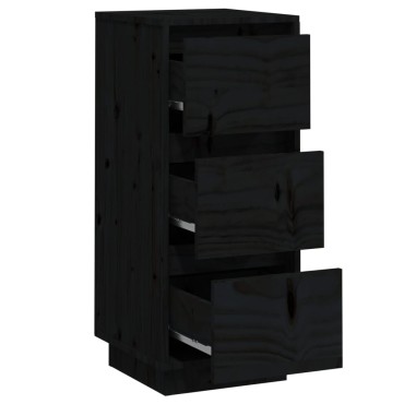 vidaXL Συρταριέρες 2 τεμ. Μαύρες 32x34x75cm από Μασίφ Ξύλο Πεύκου