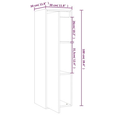 vidaXL Ντουλάπια Τοίχου 2 τεμ. Λευκά 30x30x100cm Μασίφ Ξύλο Πεύκου