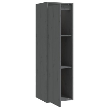 vidaXL Ντουλάπια Τοίχου 2 τεμ. Γκρι 30x30x100cm από Μασίφ Ξύλο Πεύκου