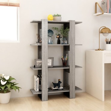vidaXL Βιβλιοθήκη/Διαχωριστικό Χώρου Γκρι Sonoma 80x30x123,5cm 1 τεμ.