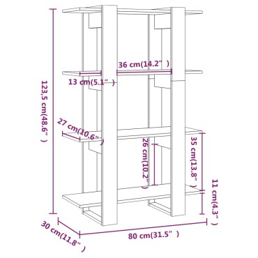 vidaXL Βιβλιοθήκη/Διαχωριστικό Χώρου Γκρι Sonoma 80x30x123,5cm 1 τεμ.