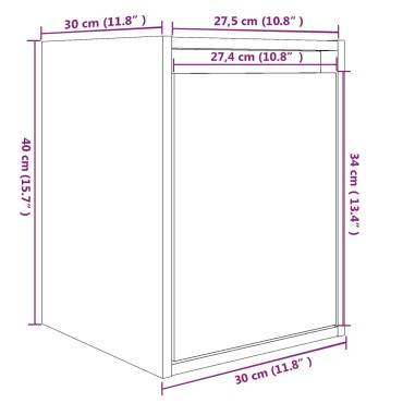 vidaXL Ντουλάπι Τοίχου Καφέ Μελί 30x30x40cm από Μασίφ Ξύλο Πεύκου 1 τεμ.