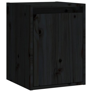 vidaXL Ντουλάπι Τοίχου Μαύρο 30x30x40cm από Μασίφ Ξύλο Πεύκου 1 τεμ.