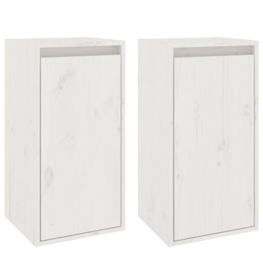 vidaXL Ντουλάπια Τοίχου 2 τεμ. Λευκά 30x30x60cm από Μασίφ Ξύλο Πεύκου
