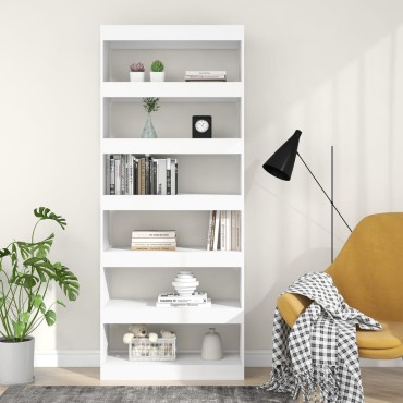 vidaXL Βιβλιοθήκη/Διαχωριστικό Χώρου Λευκό 80x30x198cm Επεξ. Ξύλο 1 τεμ.