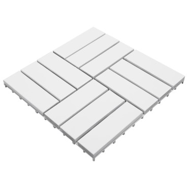 vidaXL Πλακάκια Deck 10 τεμ. Λευκά 30 x 30 εκ. από Μασίφ Ξύλο Ακακίας