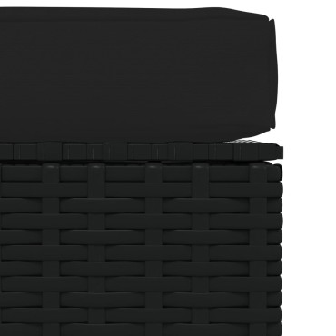 vidaXL Υποπόδιο Κήπου Μαύρο 70x70x30cm Συνθετικό Ρατάν με Μαξιλάρι 1 τεμ. Γωνιακός