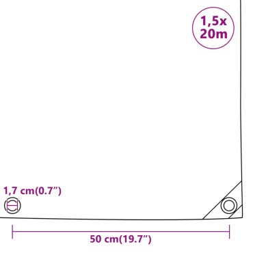 vidaXL Μουσαμάς Μαύρος 650 γρ./μ.² 1,5 x 20 μ.
