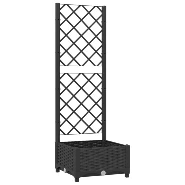 vidaXL Ζαρντινιέρα Κήπου με Καφασωτό Μαύρο 40 x 40 x 121,5 εκ. από PP